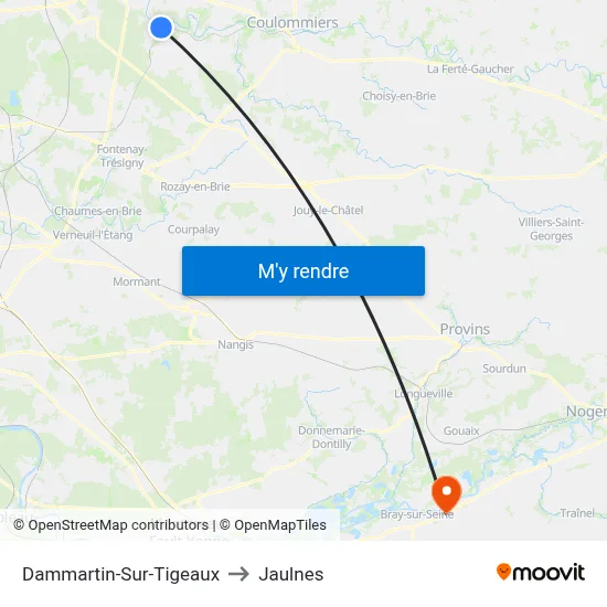Dammartin-Sur-Tigeaux to Jaulnes map