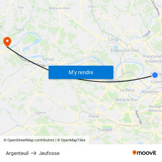 Argenteuil to Jeufosse map