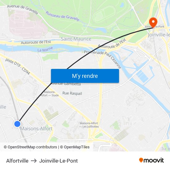 Alfortville to Joinville-Le-Pont map