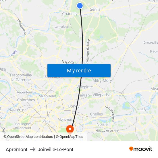 Apremont to Joinville-Le-Pont map