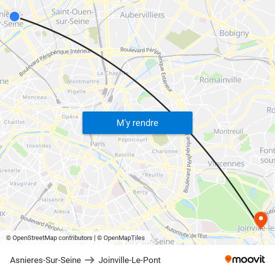 Asnieres-Sur-Seine to Joinville-Le-Pont map