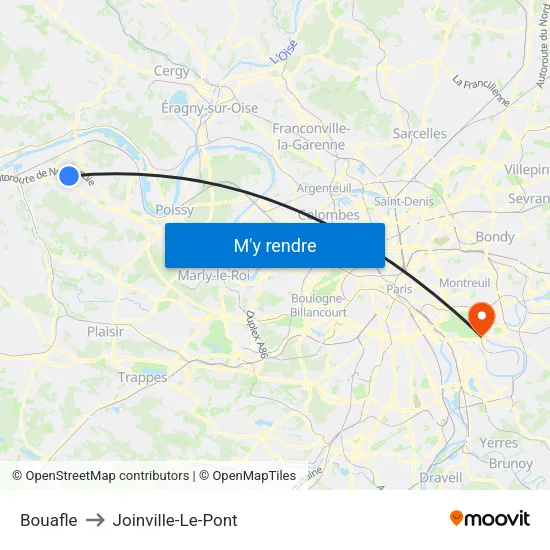 Bouafle to Joinville-Le-Pont map