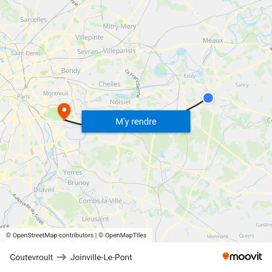 Coutevroult to Joinville-Le-Pont map