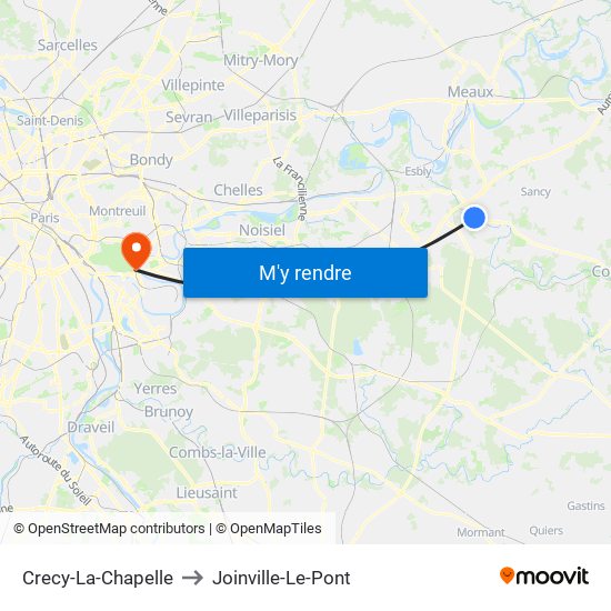 Crecy-La-Chapelle to Joinville-Le-Pont map