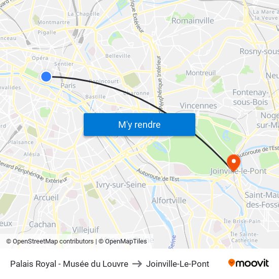 Palais Royal - Musée du Louvre to Joinville-Le-Pont map