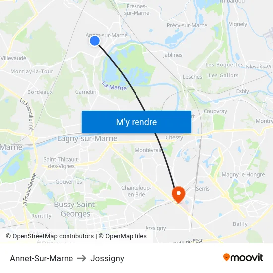 Annet-Sur-Marne to Jossigny map