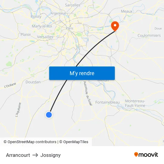 Arrancourt to Jossigny map