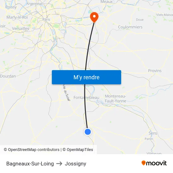 Bagneaux-Sur-Loing to Jossigny map