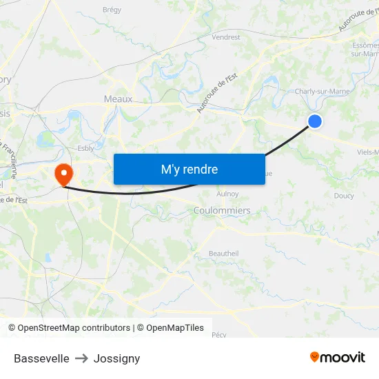 Bassevelle to Jossigny map