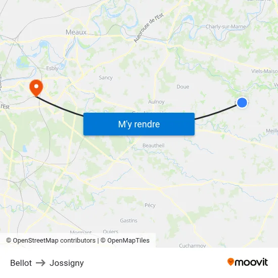 Bellot to Jossigny map