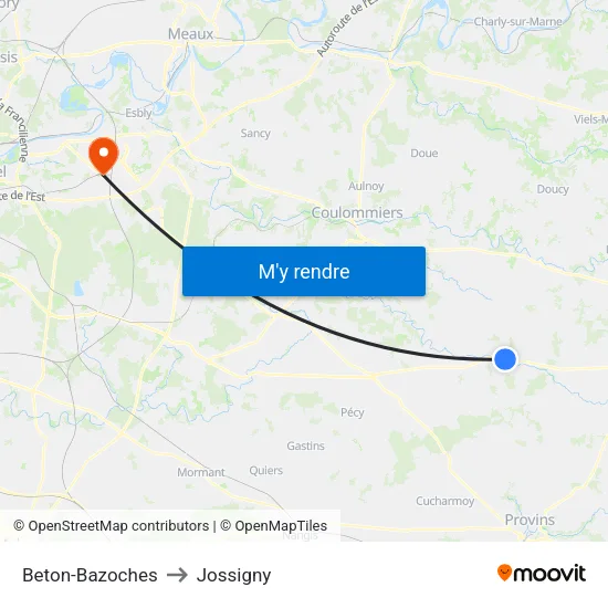 Beton-Bazoches to Jossigny map