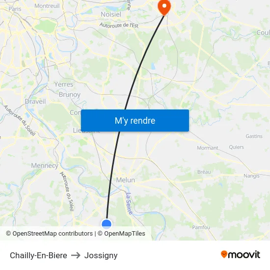 Chailly-En-Biere to Jossigny map