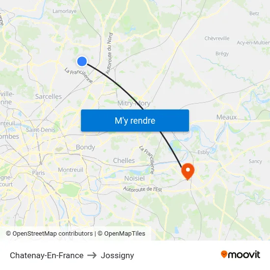 Chatenay-En-France to Jossigny map
