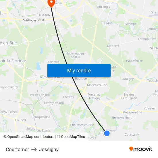Courtomer to Jossigny map