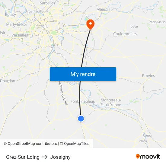 Grez-Sur-Loing to Jossigny map