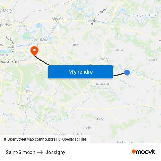 Saint-Simeon to Jossigny map