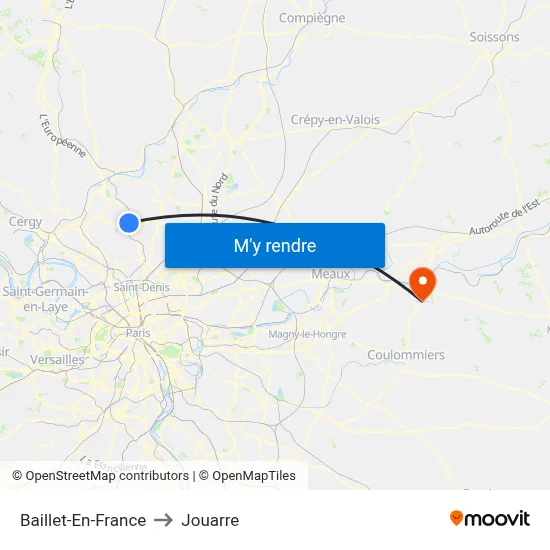 Baillet-En-France to Jouarre map