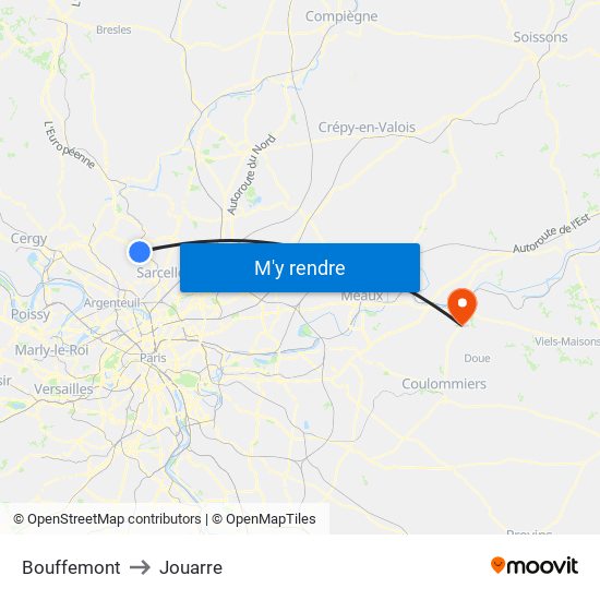 Bouffemont to Jouarre map