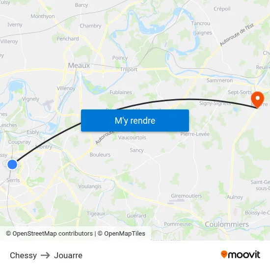 Chessy to Jouarre map