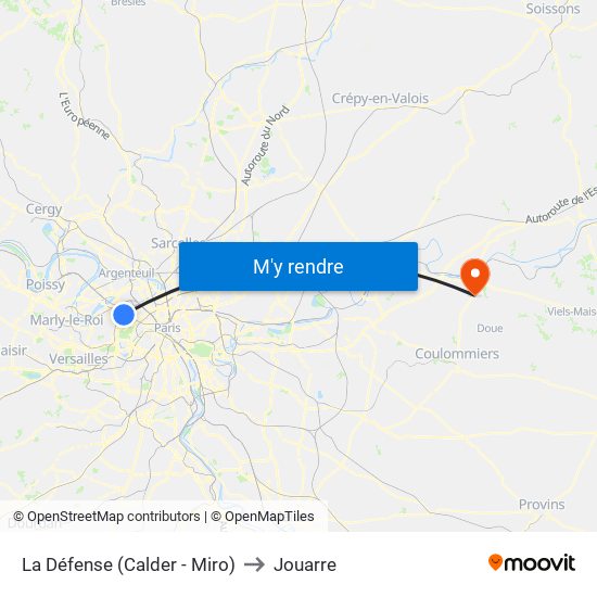 La Défense (Calder - Miro) to Jouarre map