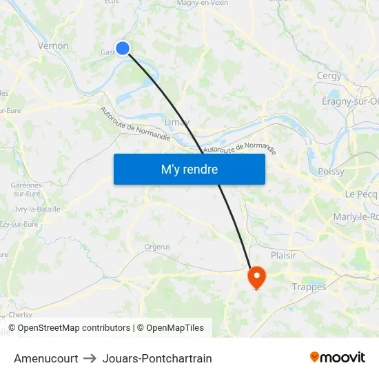 Amenucourt to Jouars-Pontchartrain map
