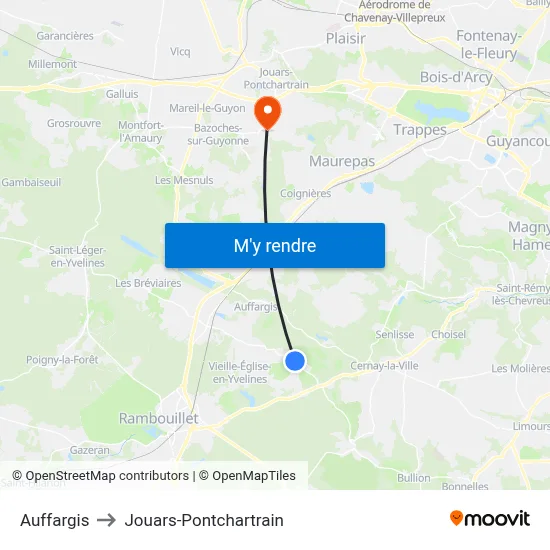 Auffargis to Jouars-Pontchartrain map