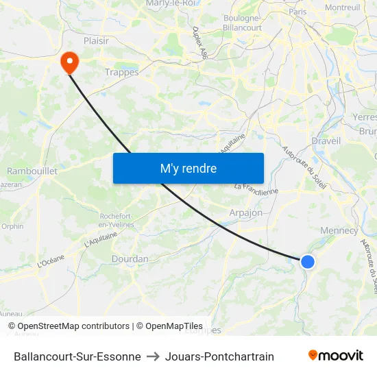 Ballancourt-Sur-Essonne to Jouars-Pontchartrain map