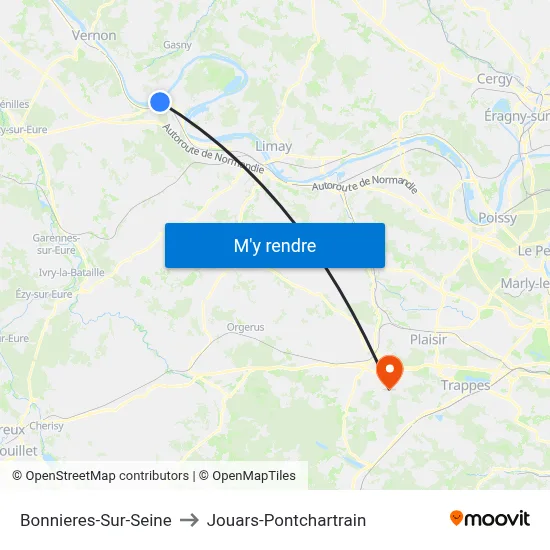 Bonnieres-Sur-Seine to Jouars-Pontchartrain map