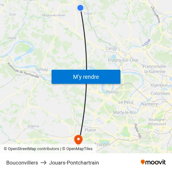 Bouconvillers to Jouars-Pontchartrain map
