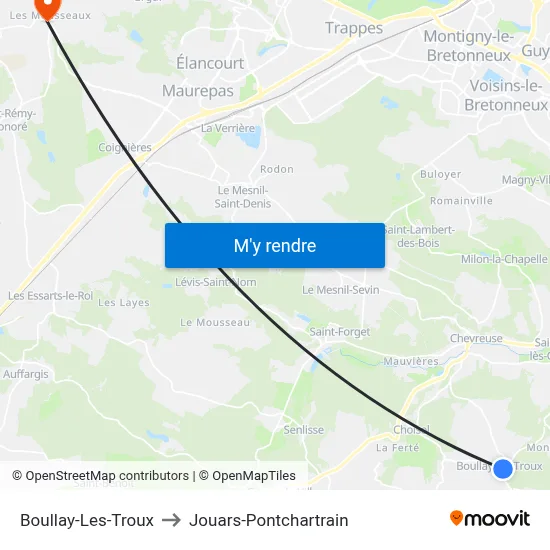 Boullay-Les-Troux to Jouars-Pontchartrain map