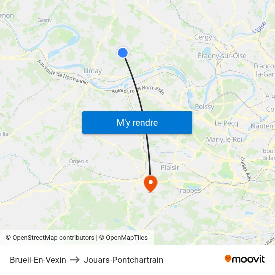 Brueil-En-Vexin to Jouars-Pontchartrain map