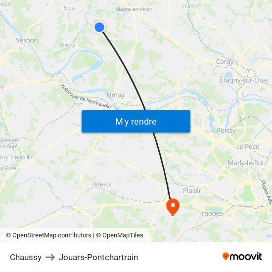 Chaussy to Jouars-Pontchartrain map