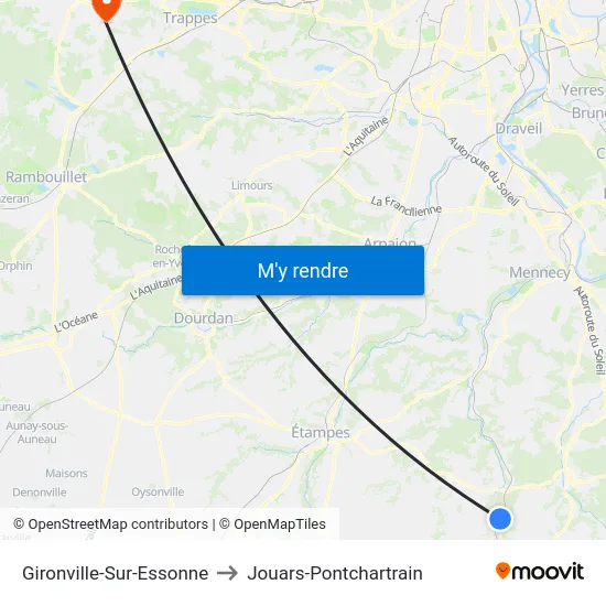 Gironville-Sur-Essonne to Jouars-Pontchartrain map