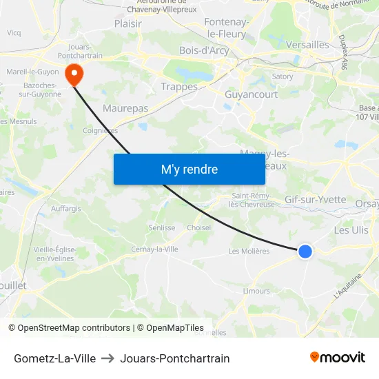 Gometz-La-Ville to Jouars-Pontchartrain map