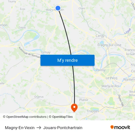 Magny-En-Vexin to Jouars-Pontchartrain map
