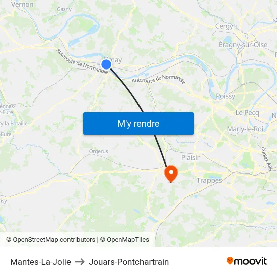 Mantes-La-Jolie to Jouars-Pontchartrain map