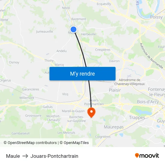 Maule to Jouars-Pontchartrain map