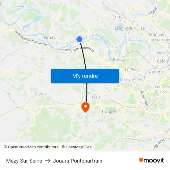 Mezy-Sur-Seine to Jouars-Pontchartrain map
