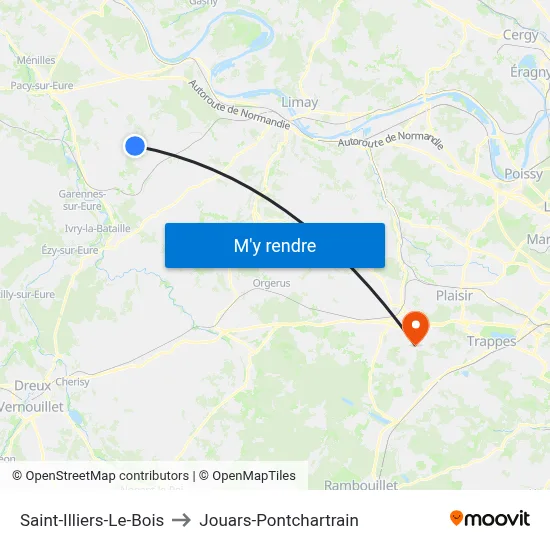 Saint-Illiers-Le-Bois to Jouars-Pontchartrain map