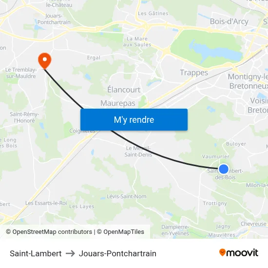 Saint-Lambert to Jouars-Pontchartrain map