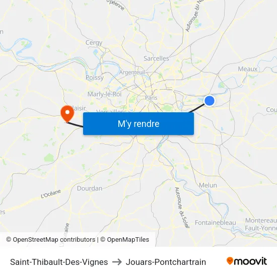 Saint-Thibault-Des-Vignes to Jouars-Pontchartrain map