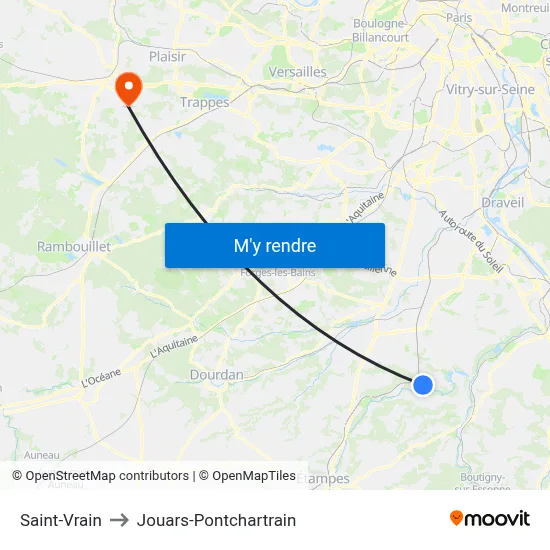 Saint-Vrain to Jouars-Pontchartrain map