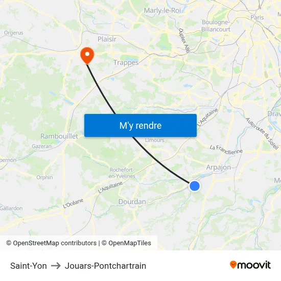 Saint-Yon to Jouars-Pontchartrain map