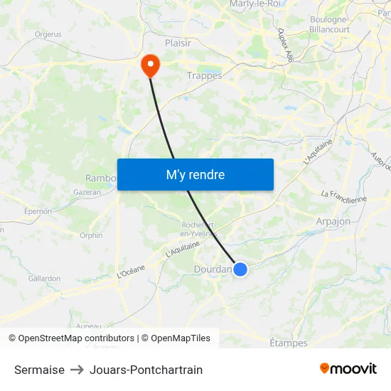 Sermaise to Jouars-Pontchartrain map