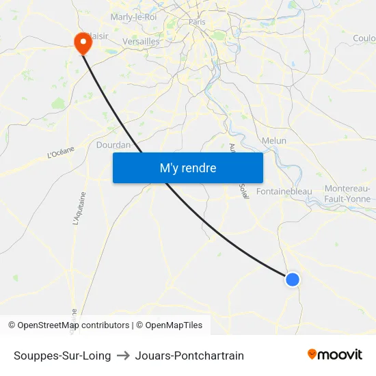 Souppes-Sur-Loing to Jouars-Pontchartrain map