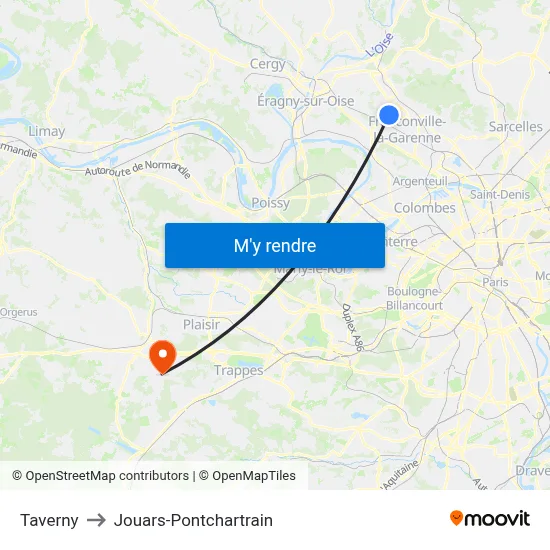 Taverny to Jouars-Pontchartrain map