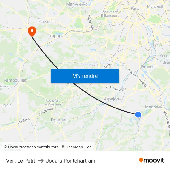 Vert-Le-Petit to Jouars-Pontchartrain map