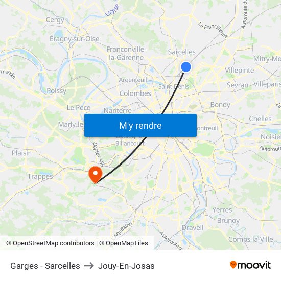 Garges - Sarcelles to Jouy-En-Josas map