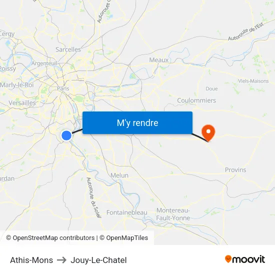 Athis-Mons to Jouy-Le-Chatel map