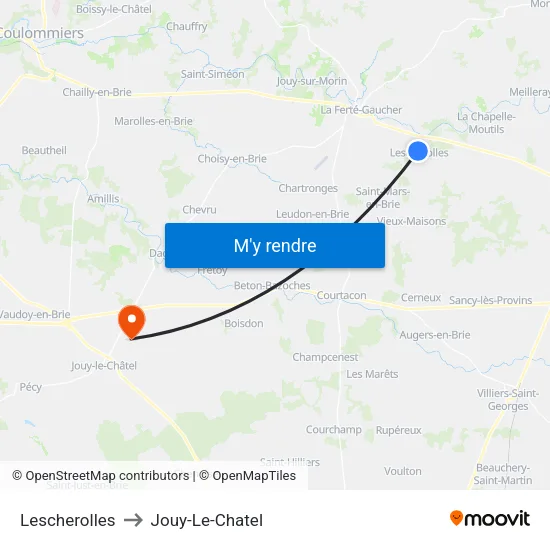 Lescherolles to Jouy-Le-Chatel map